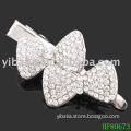 bridal rhinestone hair barrette for elegant lady silver bowknot HF80673